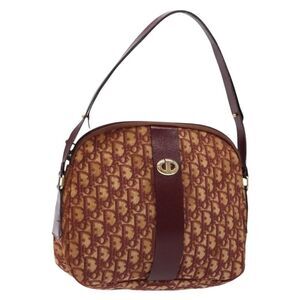 Christian Dior Vintage Trotter Handbag Canvas Red Canvas Handbag (Pre-Owned)